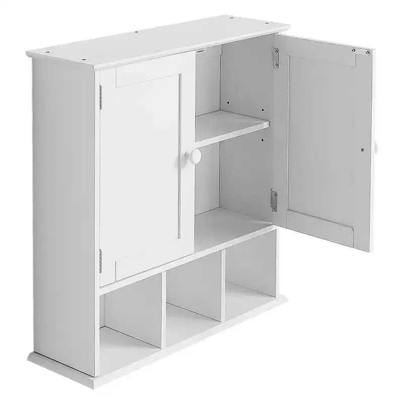 VEVOR Bathroom Wall Cabinet, 2 Doors & Adjustable Shelf, Over the Toilet Storage Medicine Cabinet Wall Mounted, White