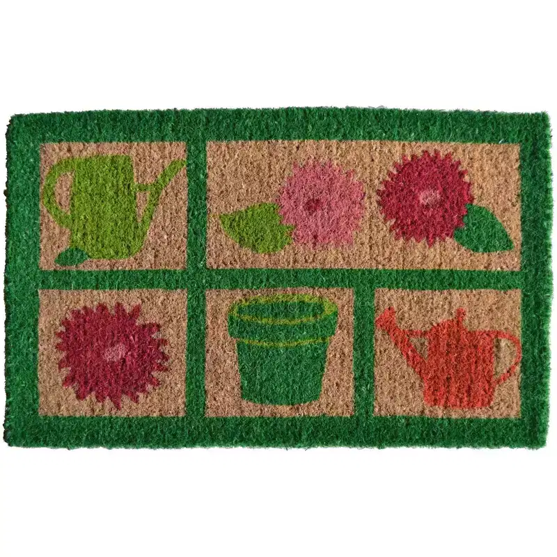 HomeRoots 18 X 30 Brown Coir Garden Tools Outdoor Spring Door Mat