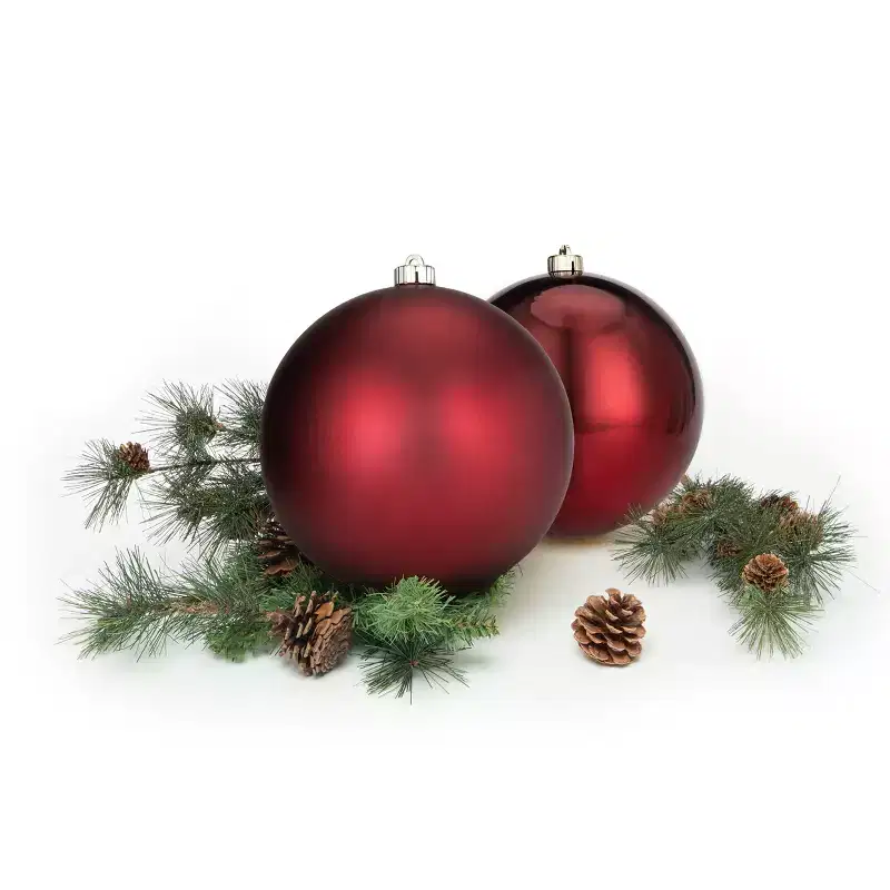 Every Day is Christmas 2ct 18cm/7.09 Christmas Ornaments, Shatterproof Christmas Tree Ornaments Set, Christmas Balls Decoration (Burgundy)