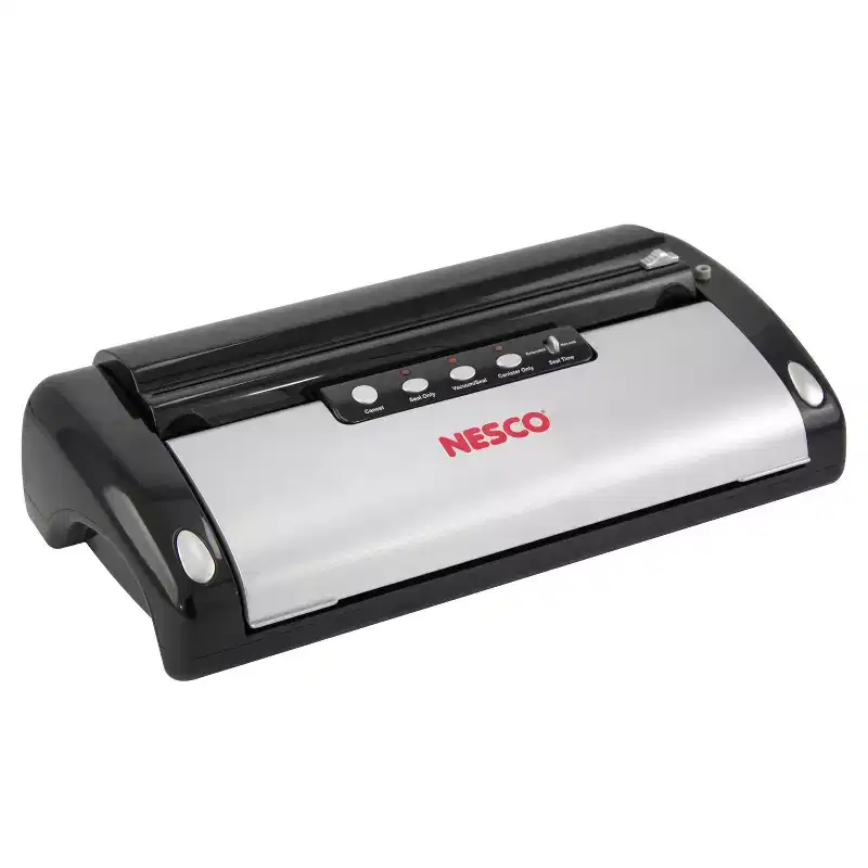 Nesco Food Storage Deluxe Vacuum Sealer - VS-02: Space-Saving Food Sealer Machine, Includes Gallon & Quart Bags