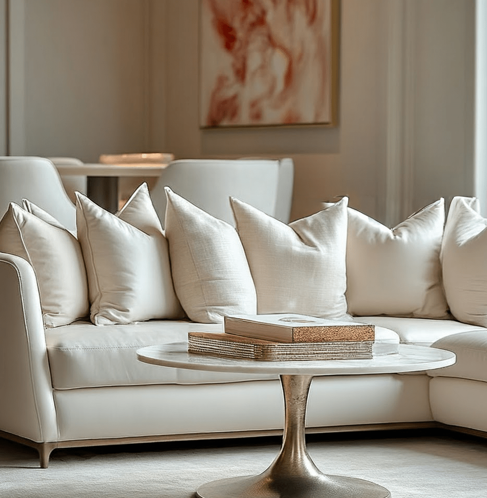 Gold Coffee Table with White Marble Top