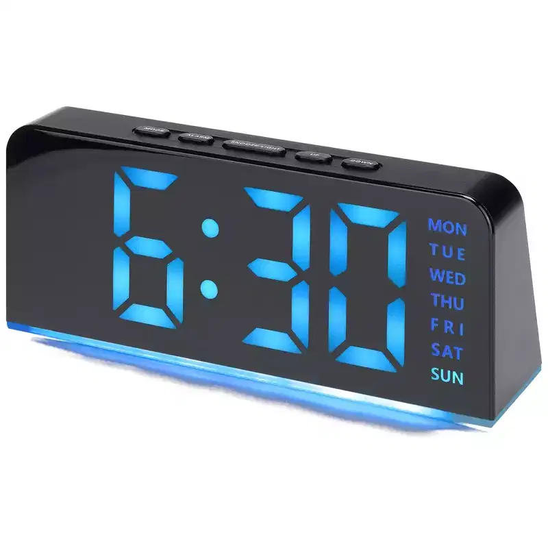 REGALWOVEN Dual Alarm Clock: Snooze, 3 Adjustable Brightness, Plug-in Use, Battery Time Memory, 6.3L x 1.6W x 2.6H