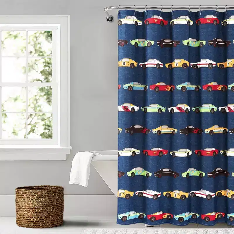 Race Cars Shower Curtain - Lush Dcor