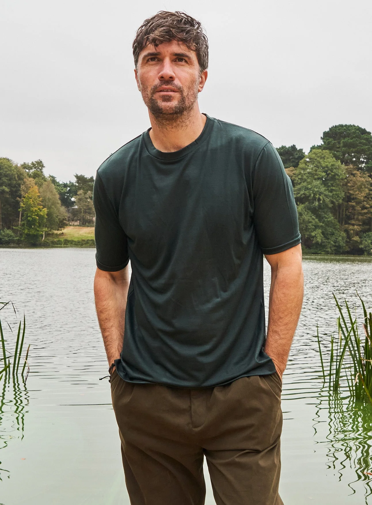 Merino Deep Green Stretch T-Shirt
