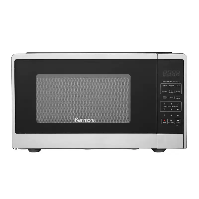 Kenmore 900W Countertop Microwave Oven Stainless Steel: 0.9 cu ft, Child Lock, 10 Power Levels, Small Microwave for Dorm