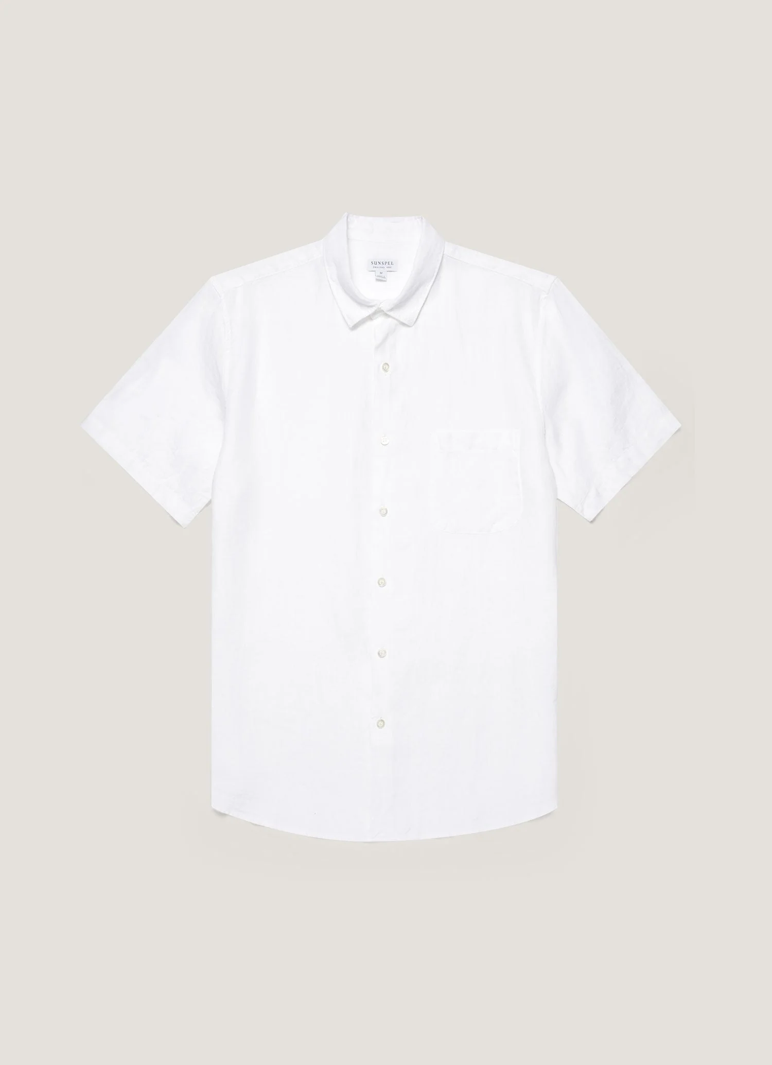 Men's Short Sleeve Linen Shirt in White