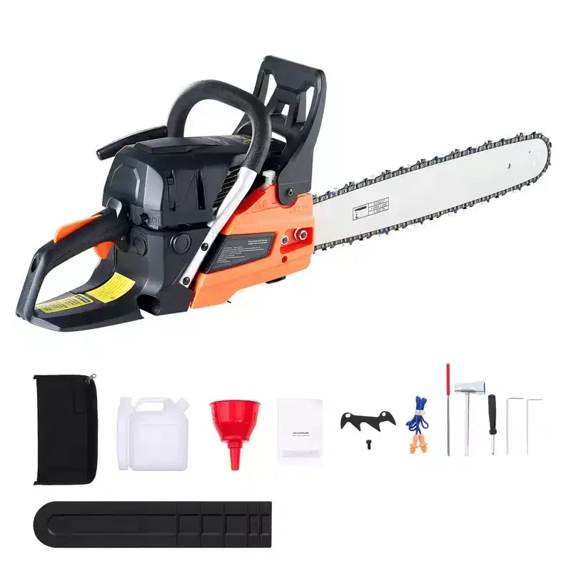 VEVOR 62 cc Gas Chainsaw, 20 inch Gas Powered Chainsaw, 3.8 HP Power Chain Saw with Non-Slip Handle, Gas-Powered Chainsaws, Orange&Black
