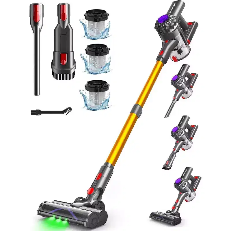 Cordless Vacuum Cleaner, 45 Min Runtime, Lightweight Telescoping Tube, for Hard Floor, Pet Hair and Carpet
