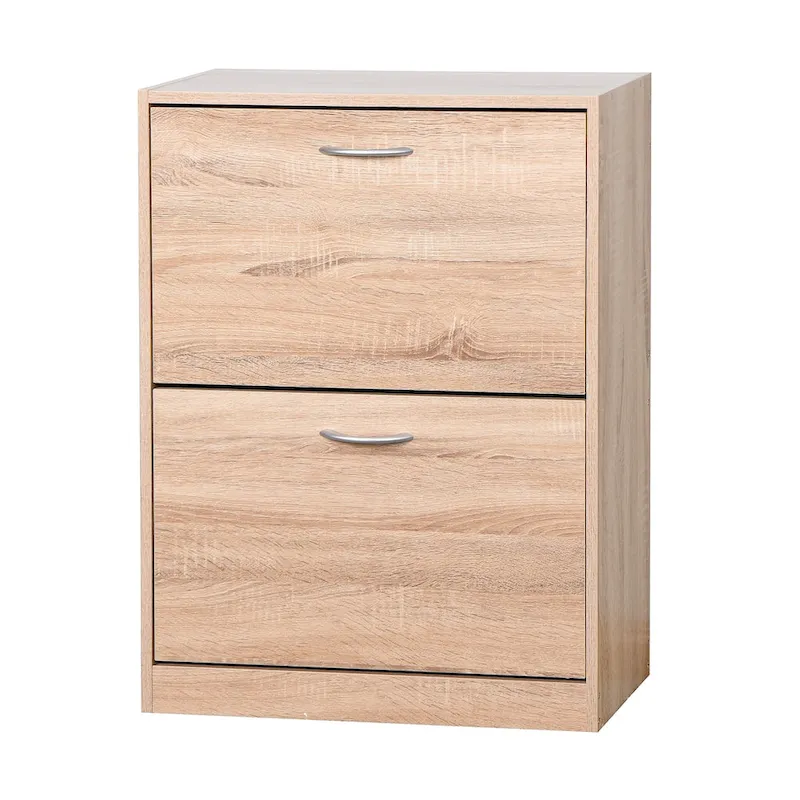 Wooden Shoe Cabinet for Entryway, White Shoe Storage Cabinet with 2 Flip Doors 20.94x9.45x43.11 inch