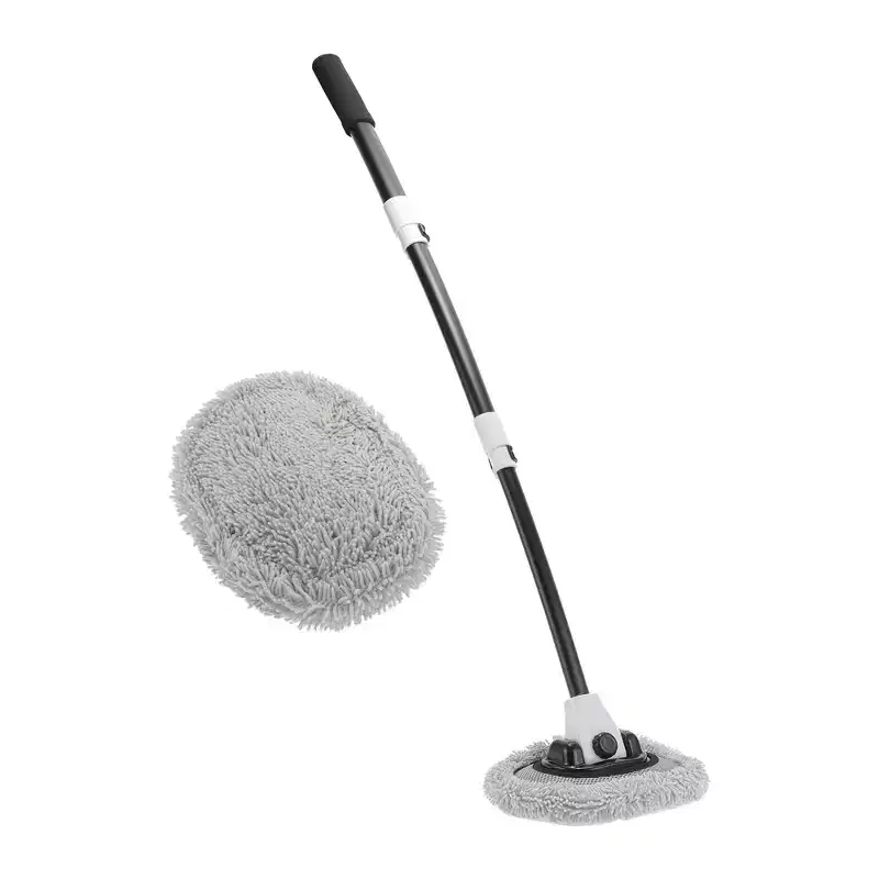 Unique Bargains Car Cleaning Brush Kit Car Wash Mop Wash Brush Telescopic for Cars Auto RV Truck Gray White 1pc