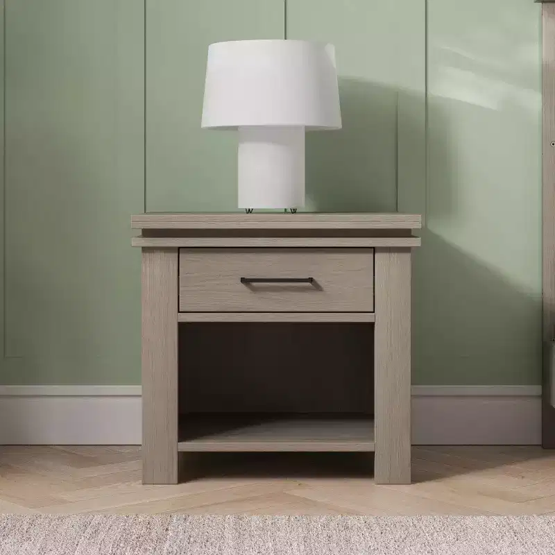 Child Craft Denman Nightstand with Drawer for Nursery or Bedroom, Large Storage Drawer, Made of Sturdy Pinewood, Non-Toxic, Baby Safe Finish