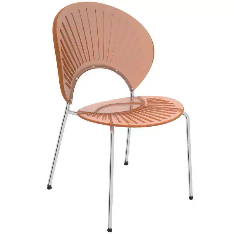 LeisureMod Opulent Modern Acrylic Dining Chair  Transparent Seat with Chrome Metal Legs, Stylish Durable Accent Chair for Kitchen, Dining Room, Cafe