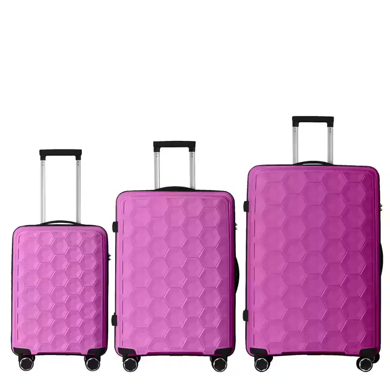 NAYSAYE Luggage PP Hardshell 3 Piece Spinner Set with TSA Lock for Carry On and Checked Luggage, Pink, 20.08*11.81*30.12