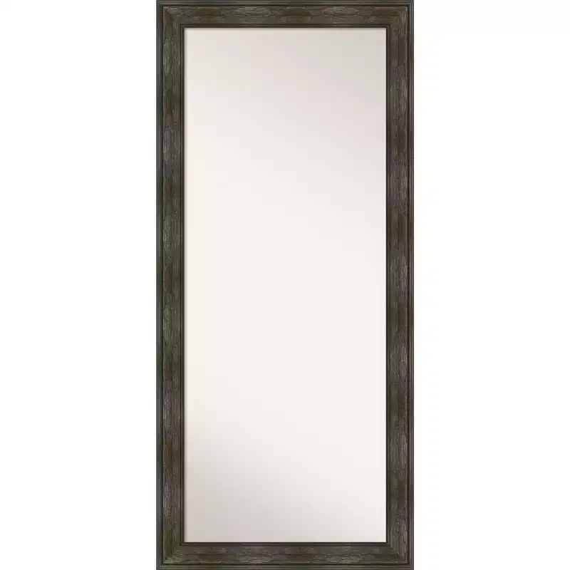 30 x 66 Non-Beveled Rail Rustic Char Full Length Floor Leaner Mirror - Amanti Art