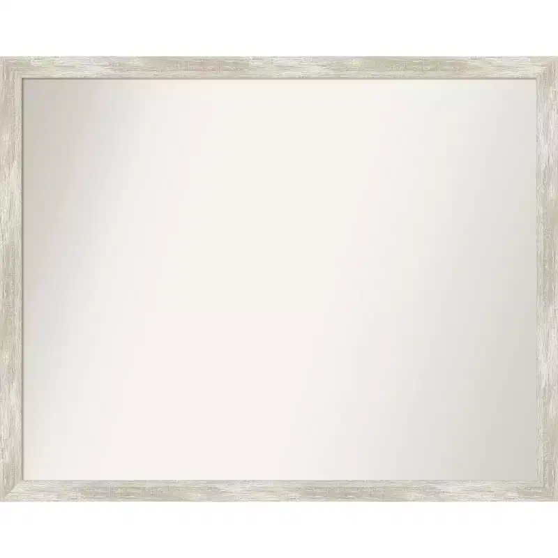 30 x 24 Non-Beveled Crackled Metallic Narrow Wall Mirror - Amanti Art: Rectangle, Polystyrene Frame, Includes Mount Hardware