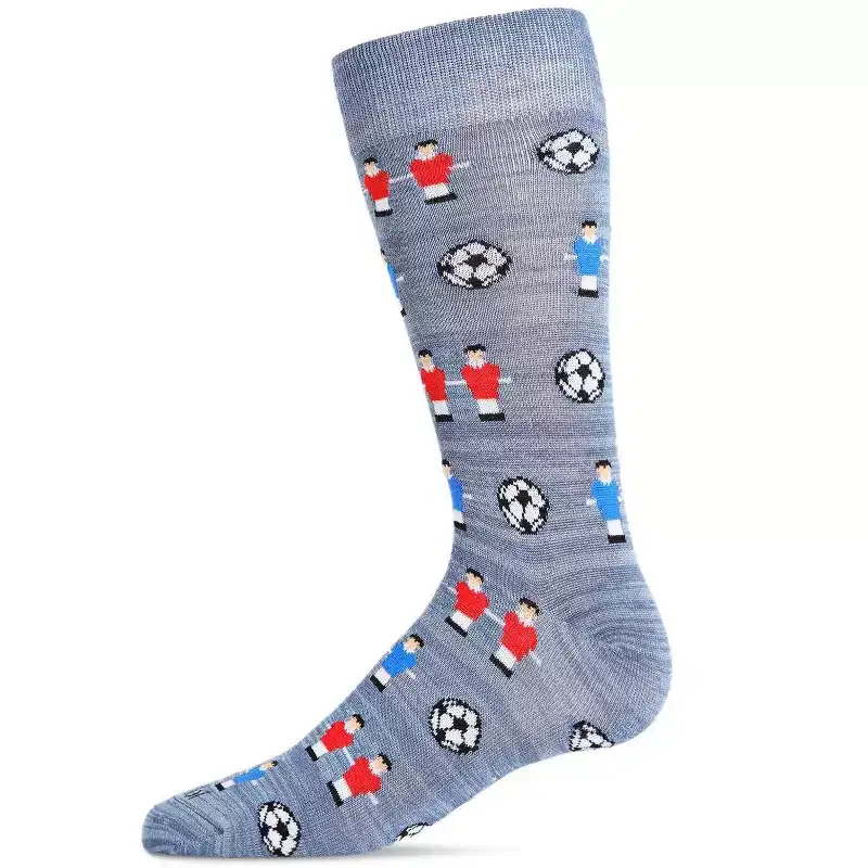 Memoi Men's Fun Foosball Bamboo Blend Novelty Crew Socks