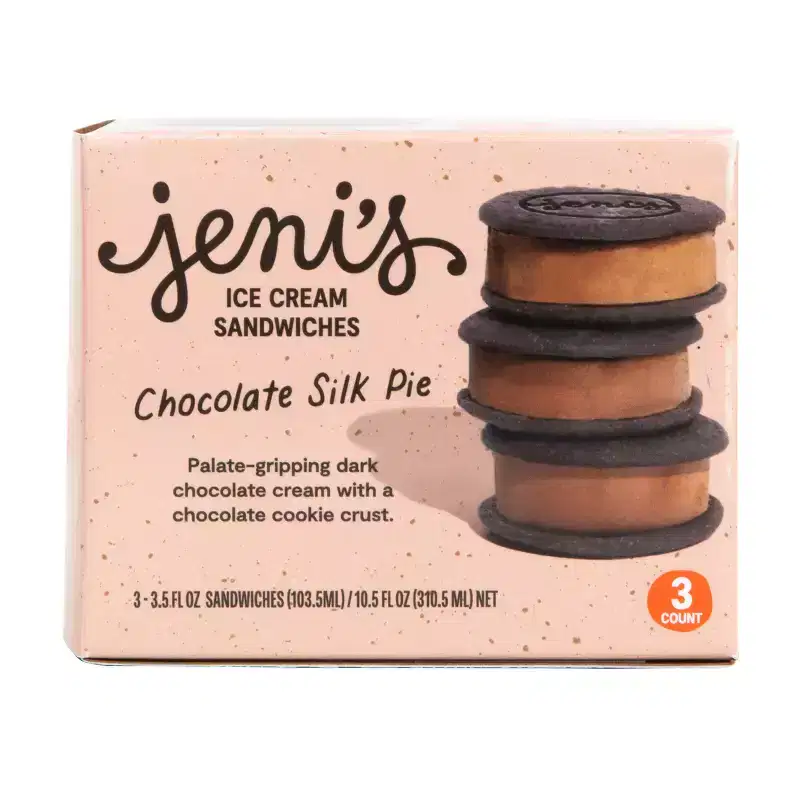 Jeni's Frozen Chocolate Silk Pie Ice Cream Sandwiches - 10.5 fl oz/3ct