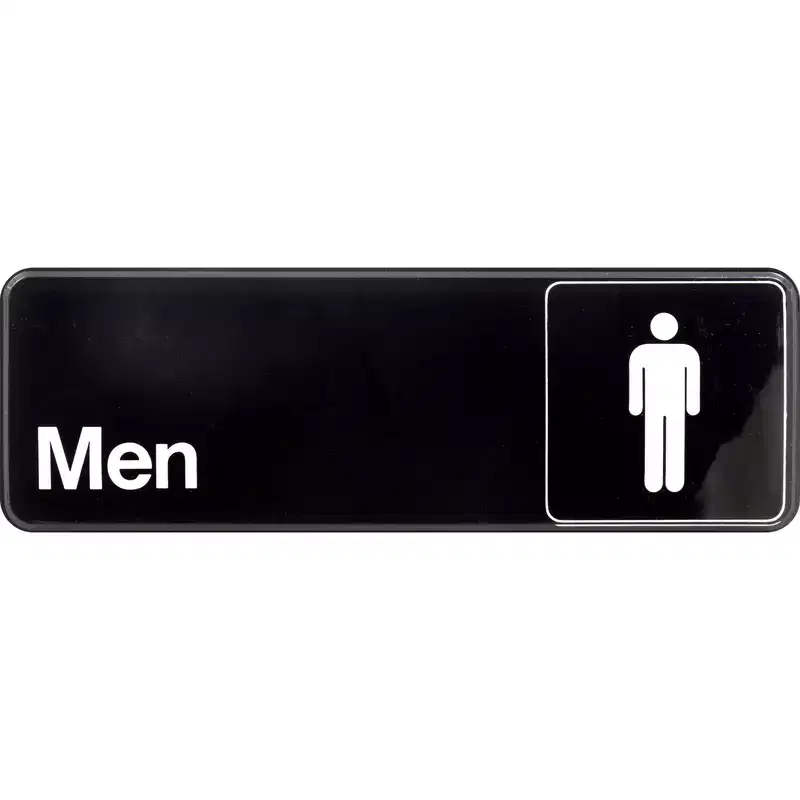 Hillman English Black Men Restroom Sign 3 in. H X 9 in. W - Case of 6