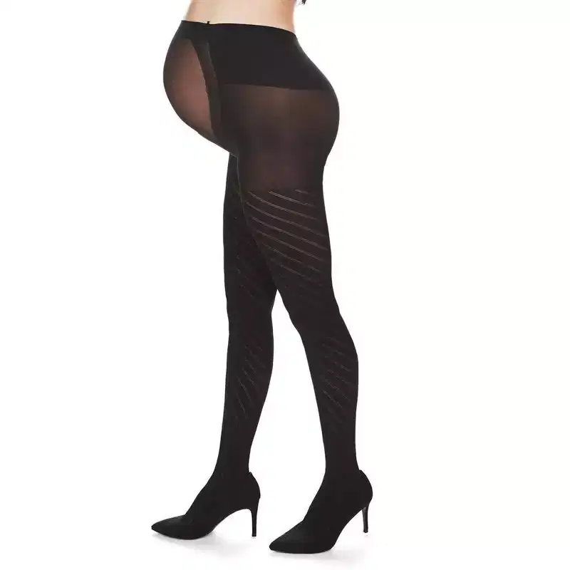 Memoi Women's Spiral Patterned Cotton Blend Maternity Tights