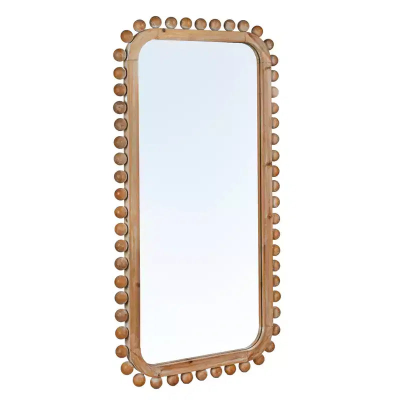 Firwood Boho-Southwestern Rectangular Wall Mirror, Natural