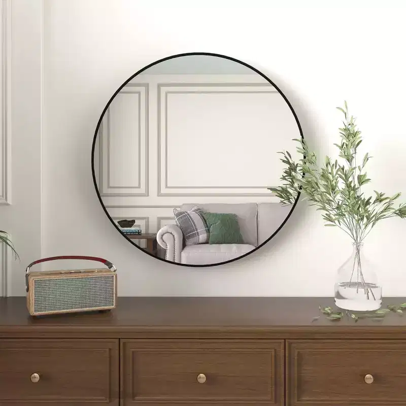 36 Large Round Wall Mirror, Modern Decorative Metal Circle Mirror for Living Room, Fireplace, Entryway - Panipeachy