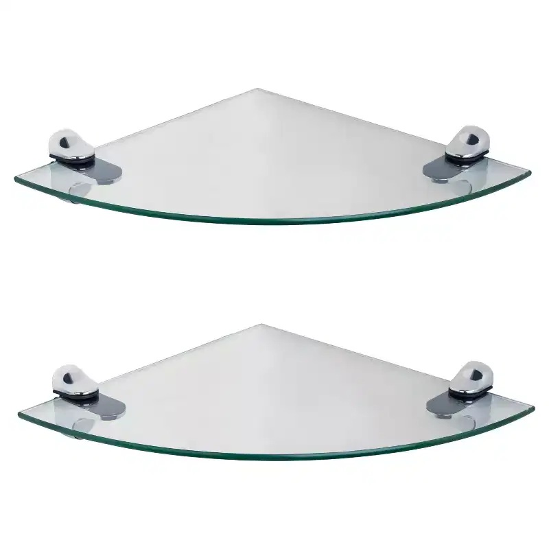 (Set of 2) 10" x 10" Radial Floating Shelves Clear Glass - Danya B.