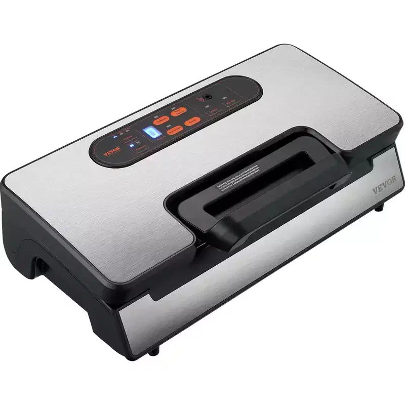 VEVOR Vacuum Sealer Machine, 90Kpa 130W Powerful Dual Pump and Dual Sealing, with Built-in Cutter, with Seal Bag and External Hose,Silver