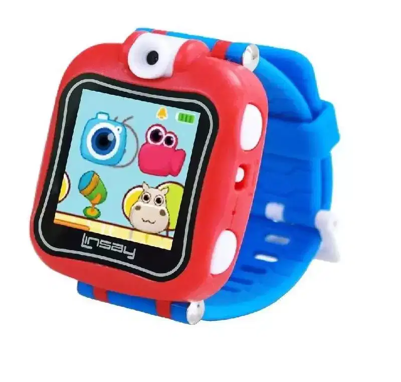 LINSAY Kids Smart Watch Selfie Camera with HD 90 Degrees Blue with Learning applications games for educational purposes and memory enhancement