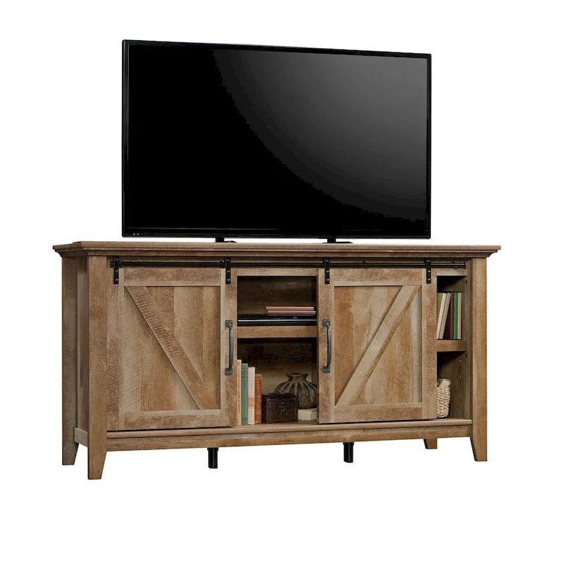 Modern Farmhouse TV Credenza Sideboard with Sliding Barn Doors