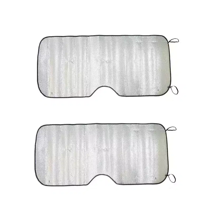 Unique Bargains Aluminum Foil Foldable Car Window Windshield Sun Shade Visor 140x70cm Black 2 Pcs