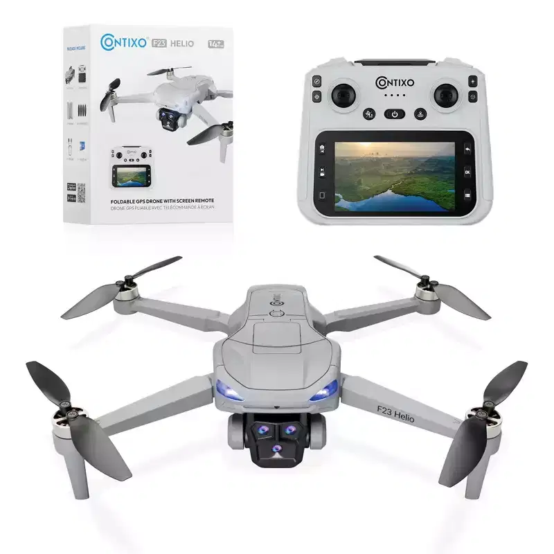 Contixo F21 Lumo Pro Mini FPV Drone with Camera, 4.3 Screen, Foldable, Brushless Motor, 2 Batteries & Case  Gray