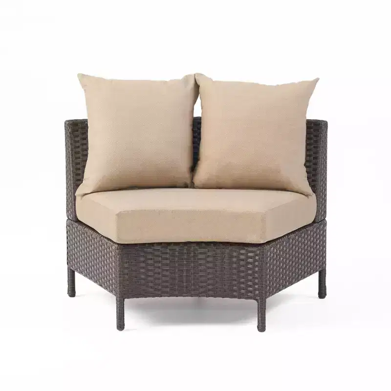Christopher Knight Home Harper Outdoor Wicker Curved 76 W Loveseat Sectional with Cushions
