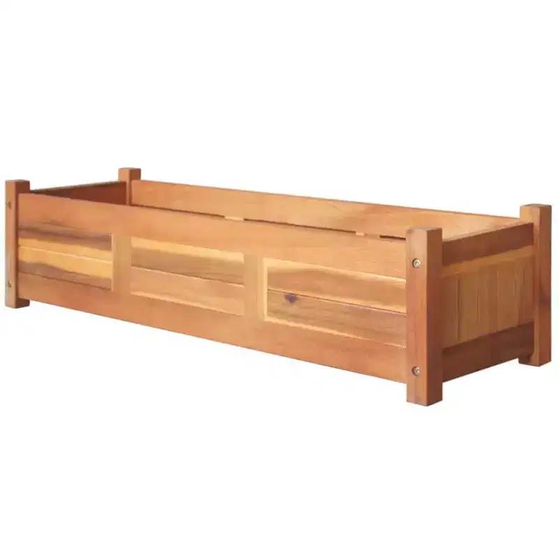 vidaXL Garden Raised Beds Set of 2- Acacia Wood Planter Boxes with an Oil Finish, for Outdoor Planting - 39.4x11.8x9.8