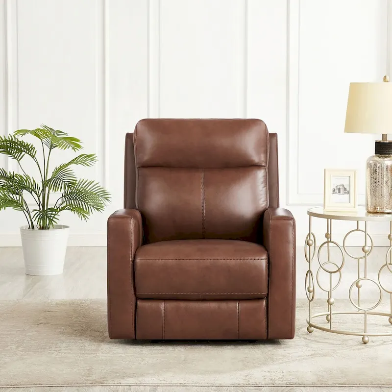 Brown / Pecan Top-Grain Leather Zero Gravity Power Recliner, 2-Seater Loveseat