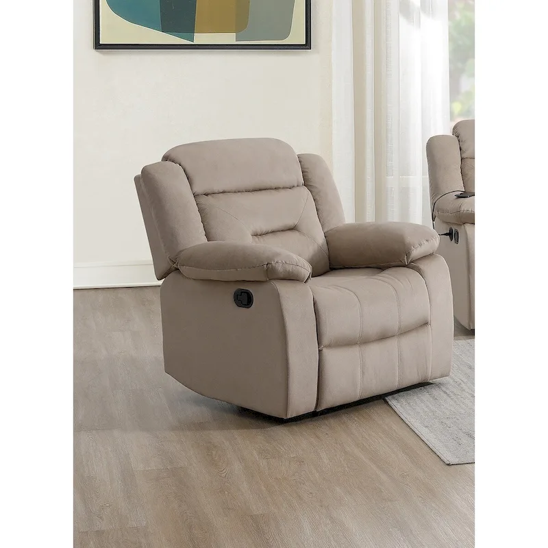 Velvet Single Recliner Chair with Arm Pillows