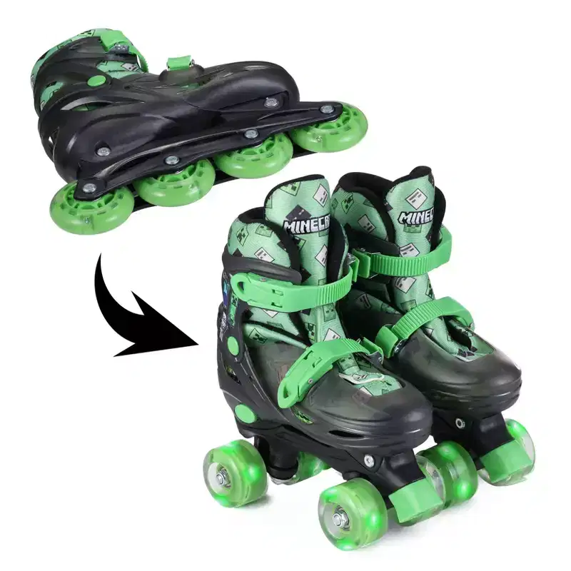Minecraft 2-in-1 Roller Skates with Light-Up Wheels and Adjustable Fit