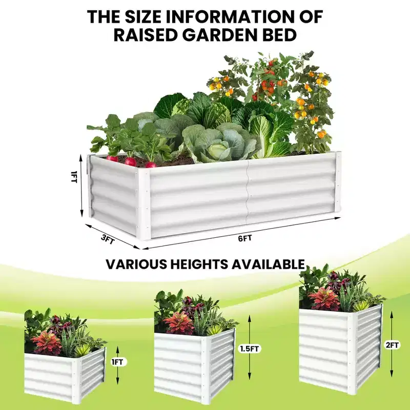 2 Pack Galvanized Raised Garden Bed, Large Metal Planter Box with Open Base, Outdoor Flower Bed, Vegetables Growing Planter for Backyard