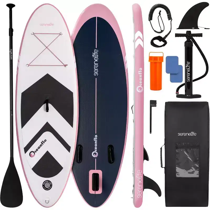 SereneLife 93 Inflatable Stand-Up Paddleboard for Water Sports with Pump & Paddle, Lightweight, Easy to Inflate