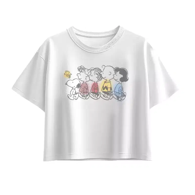Girls' - Peanuts - Friends Drawing Short Sleeve Boxy Graphic T-Shirt