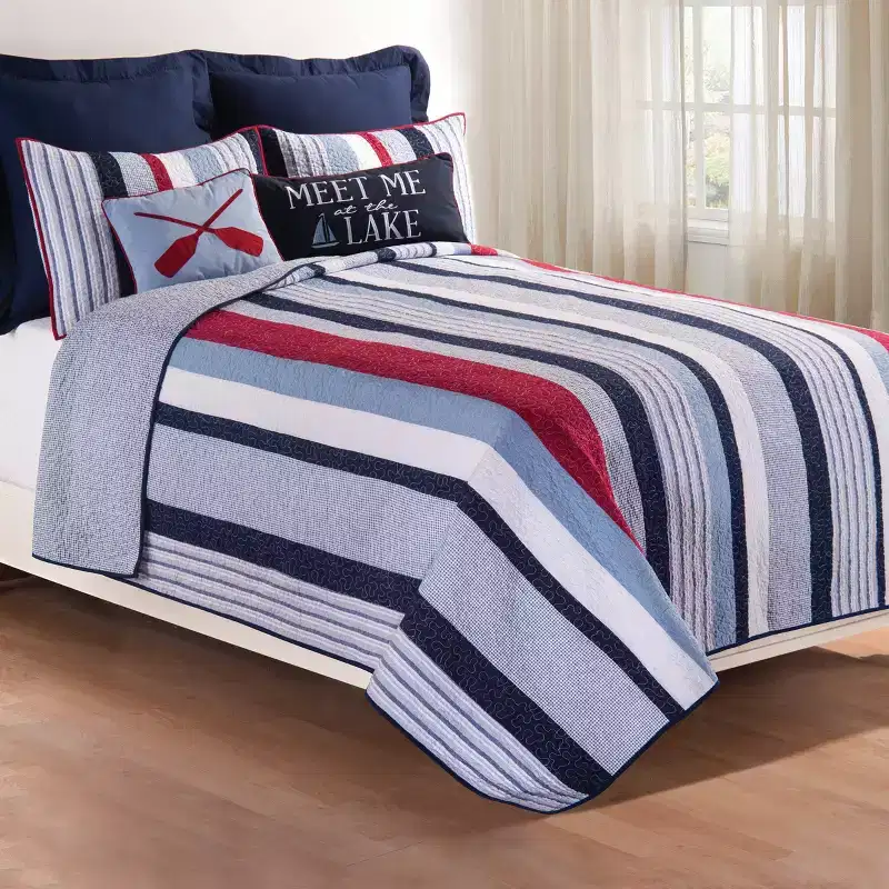 C&F Home Preston Striped King 100% Cotton Bedspread Coverlet Quilt