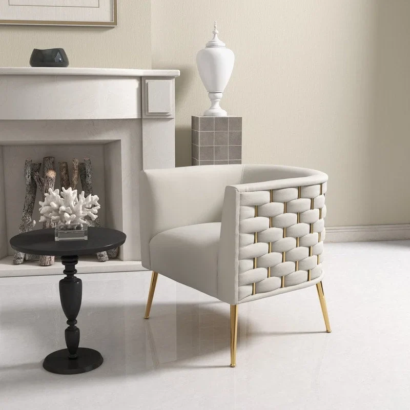 Mid-Century Modern Velvet Round Accent Chair &ndash; Gold Legs, 4 Colors, 250 lb Cap