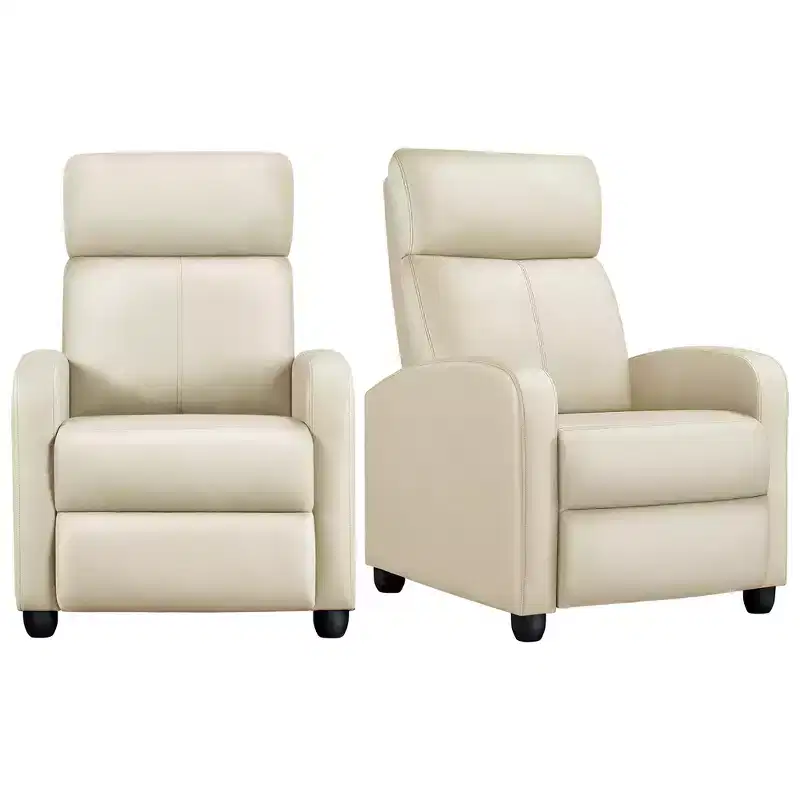 Yaheetech Set of 2 Modern PU Leather Recliner Sofas for Living Room, Bedroom