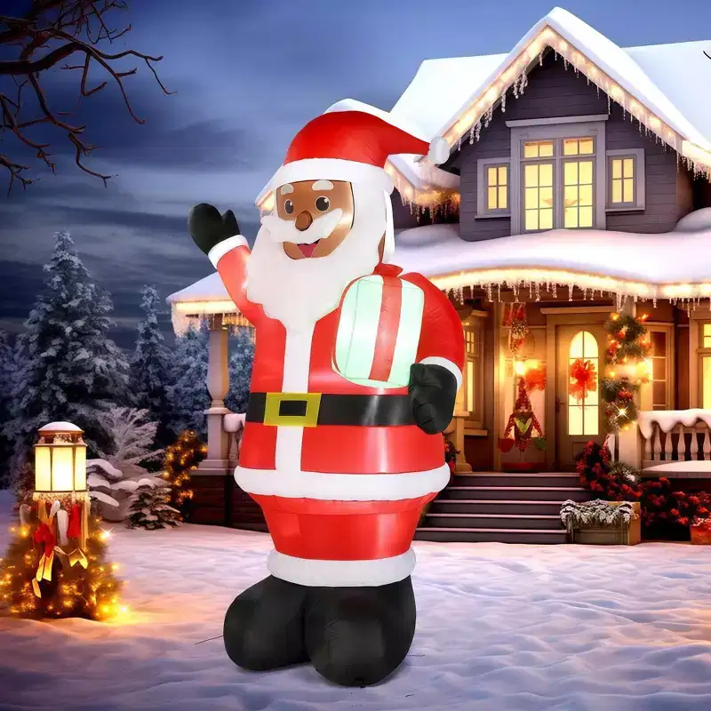 NAYSAYE 7FT Dark-Themed Santa Claus Christmas Inflatable Outdoor Decoration, Blow Up Yard Decorations for Holiday Xmas Decor Outside Lawn Garden Party