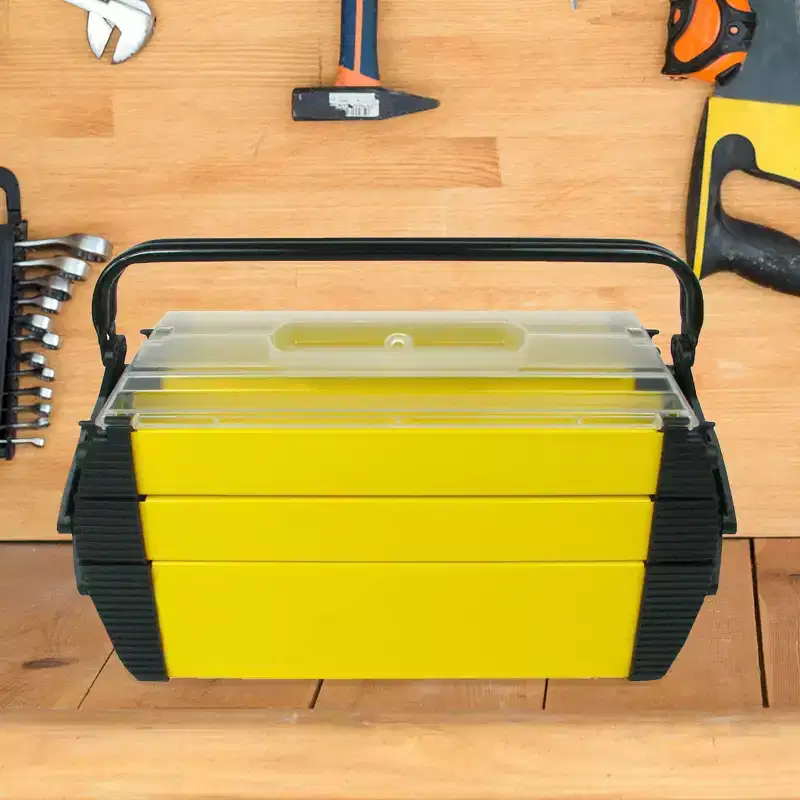 Fleming Supply 3-Tier Parts and Crafts Utility Toolbox - 18, Yellow, Black