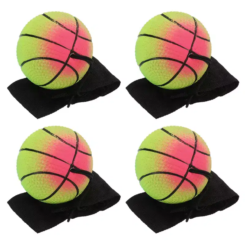 Unique Bargains Rubber Rebound Sports Wrist Ball with String for Exercise 4 Pcs Mixed Colors