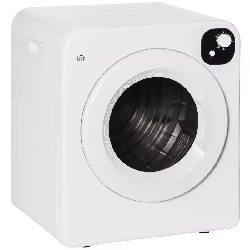 HOMCOM Compact Laundry Dryer Machine, 1300W, 3.22 Cu. Ft. Electric Automatic Portable Clothes Dryer with 7 Drying Modes for Apartment or Dorm