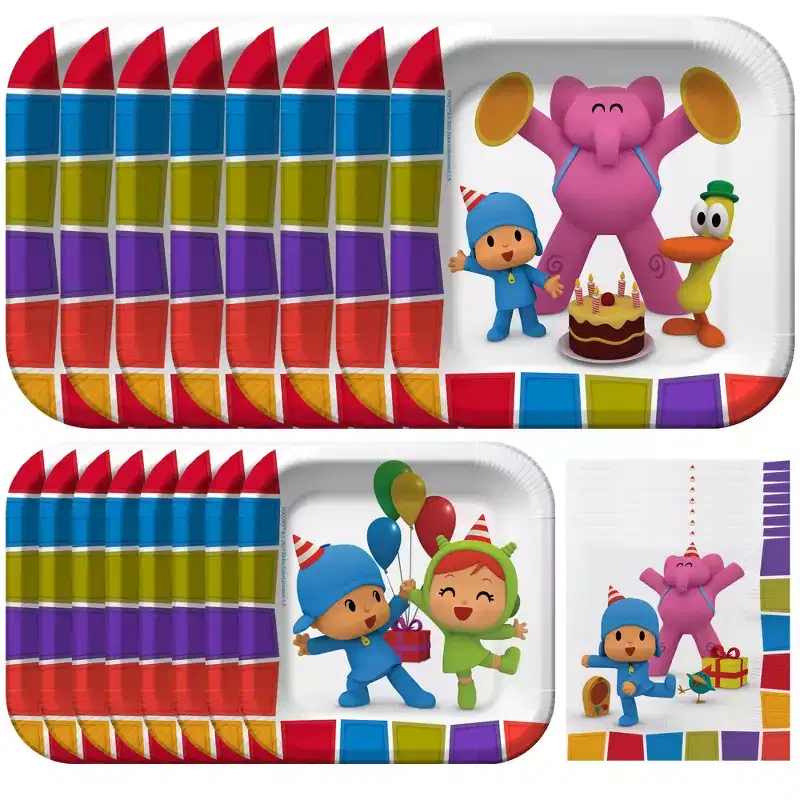 Treasures Gifted Pocoyo Birthday Party Supplies - Tableware Starter Set for 24 Guests - Plates & Napkins
