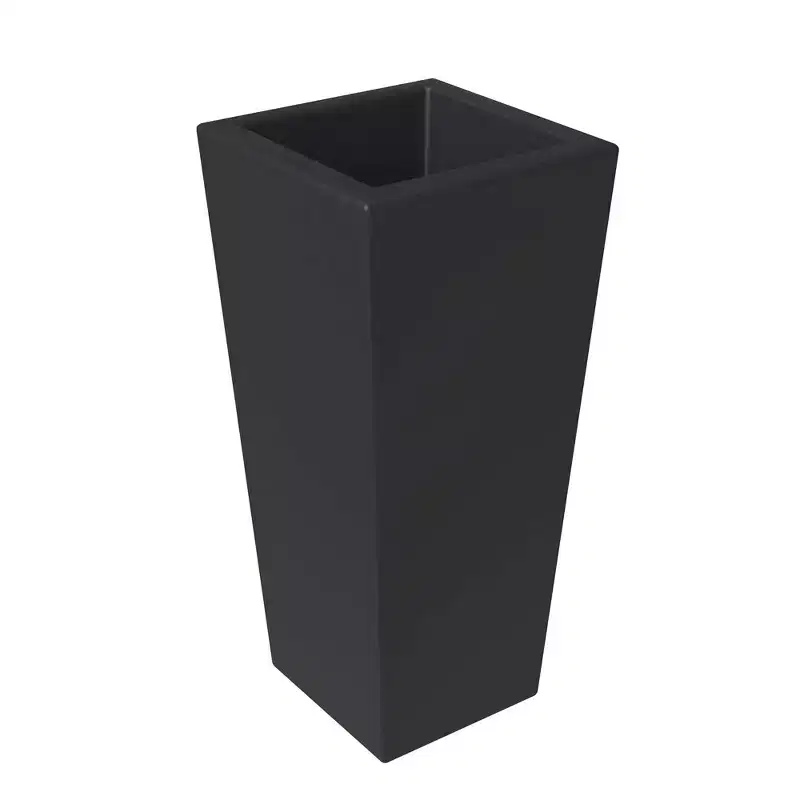 LeisureMod Orna Fiberstone Tapered Square Planter Pot with Drainage Holes, Weather-Resistant for Indoor/Outdoor Use