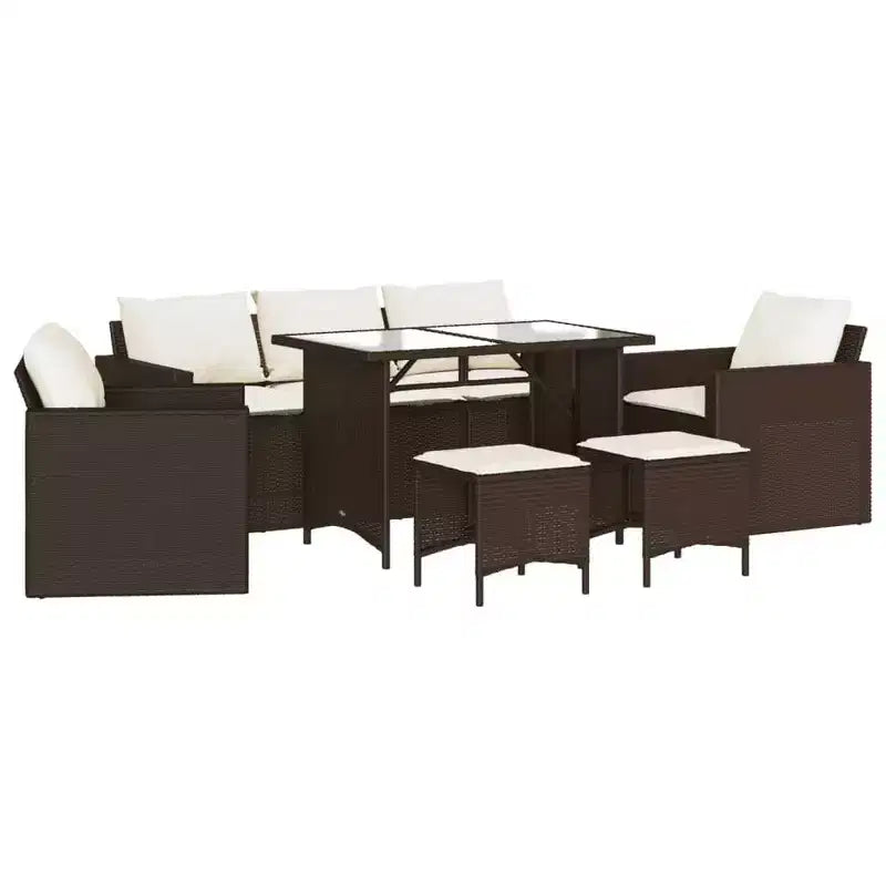 vidaXL Patio Sofa Set with Cushions, Table and Modular Sofas, 6 Piece Poly Rattan