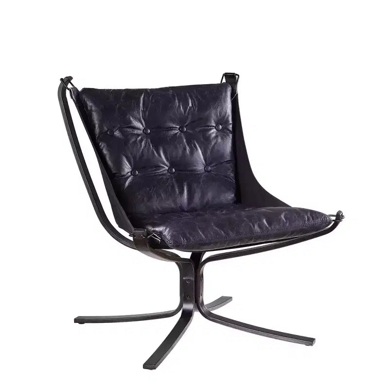 30 Carney Grain Leather Accent Chair Vintage Blue - Acme Furniture: Metal Frame, No Assembly, 60 Day Warranty
